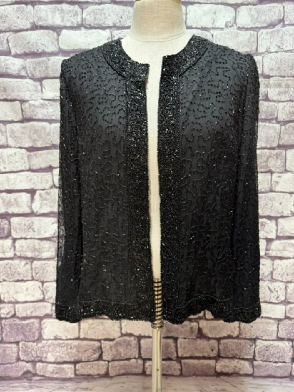 Laurence Kazar Black With Decorative Beading Jacket Size PXL